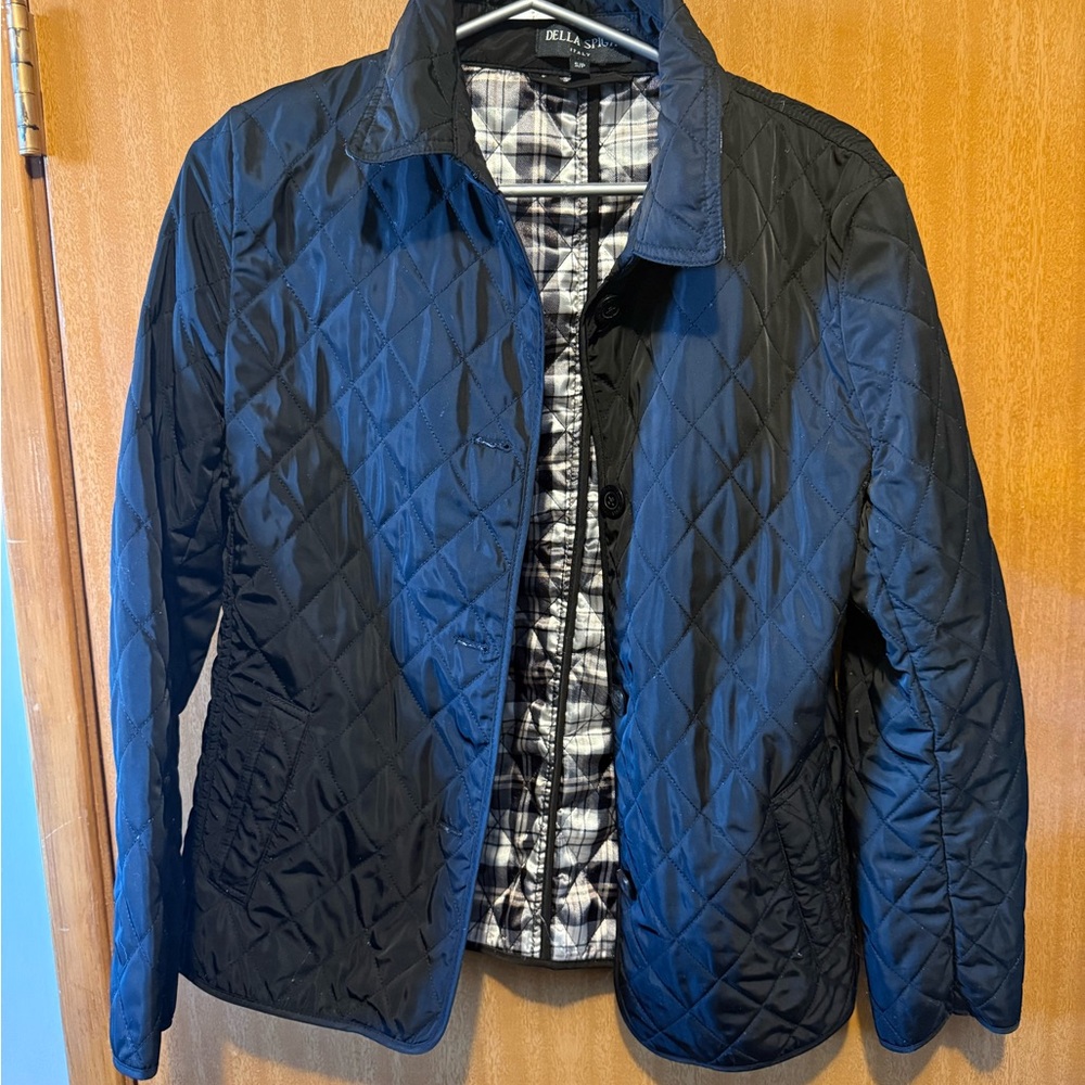 Della spiga Black Quilted Shirt Jacket